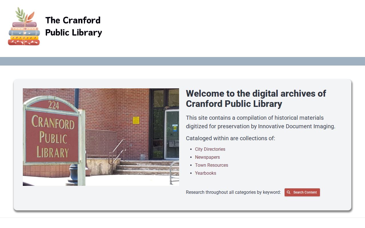 Cranford city directory collection categories in the DigiFind-It archive