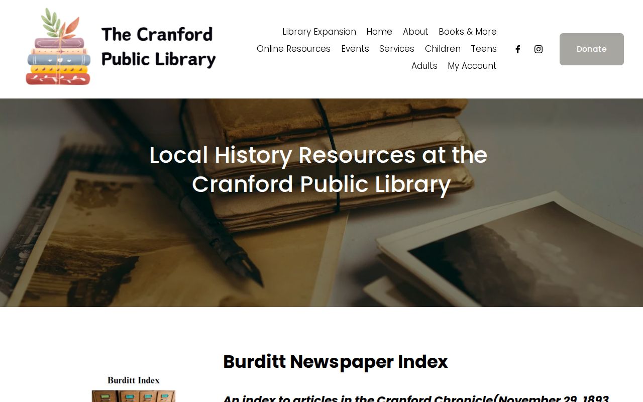 Cranford residents directory library local history resources