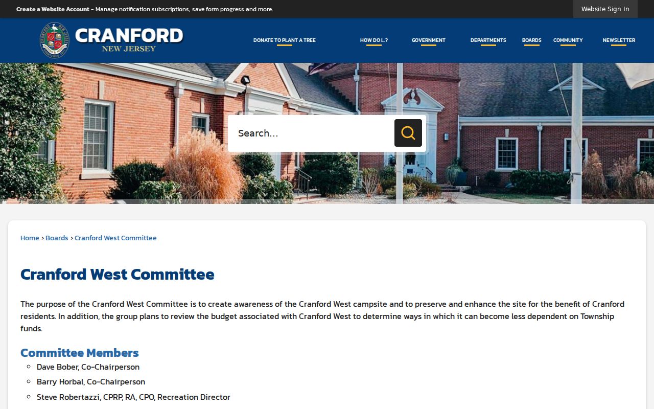 Cranford neighbors community context from the Cranford West Committee